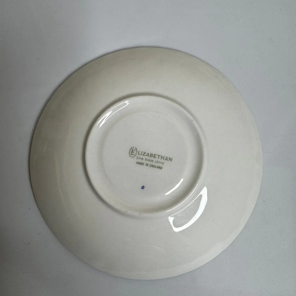 Elizabethan Fine Bone China Saucer Red Rose Wheat Gold Trim Made in England